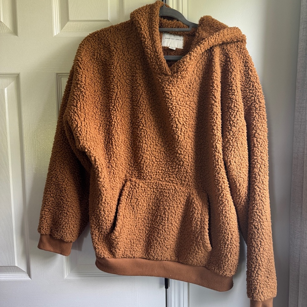 American Eagle Outfitters Brown Sherpa Pullover Sweater